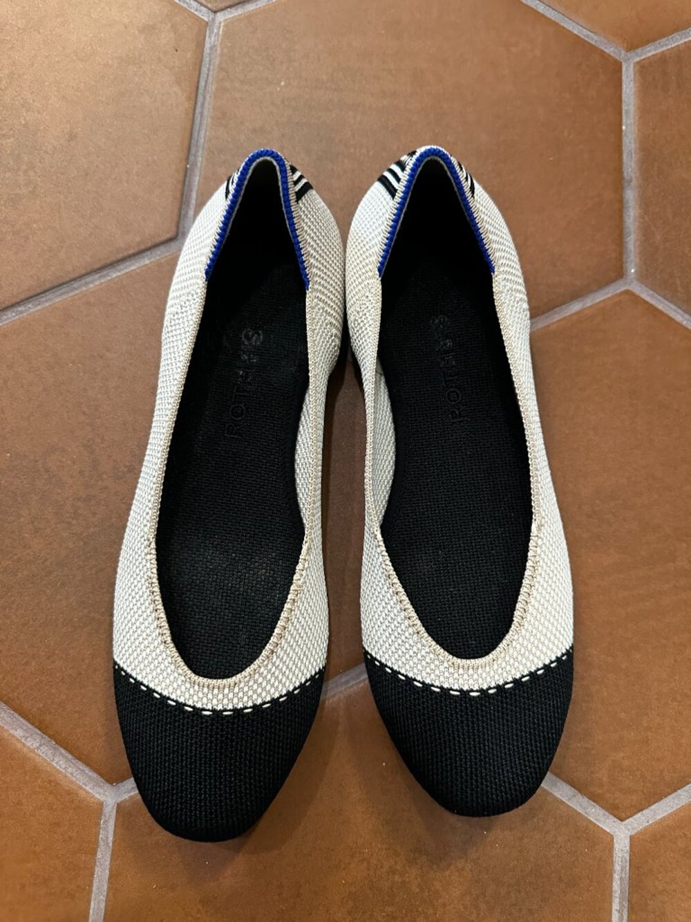 Rothy's Flats Black and Cream size 8